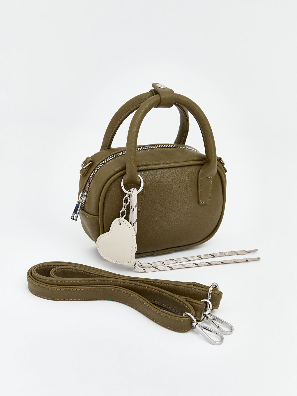 Haki Deri Görünümlü Kadın El Çantası-1