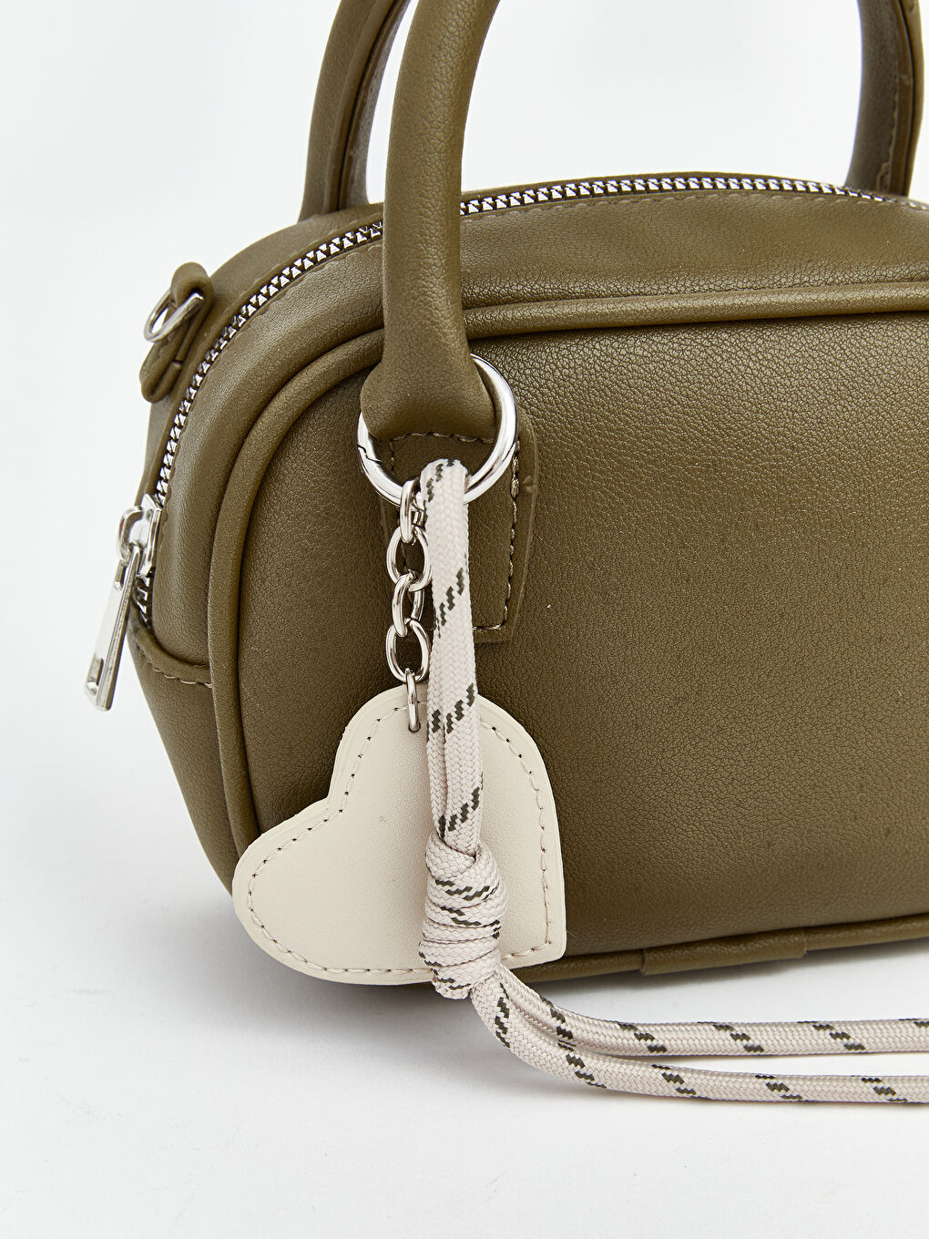 Haki Deri Görünümlü Kadın El Çantası-2