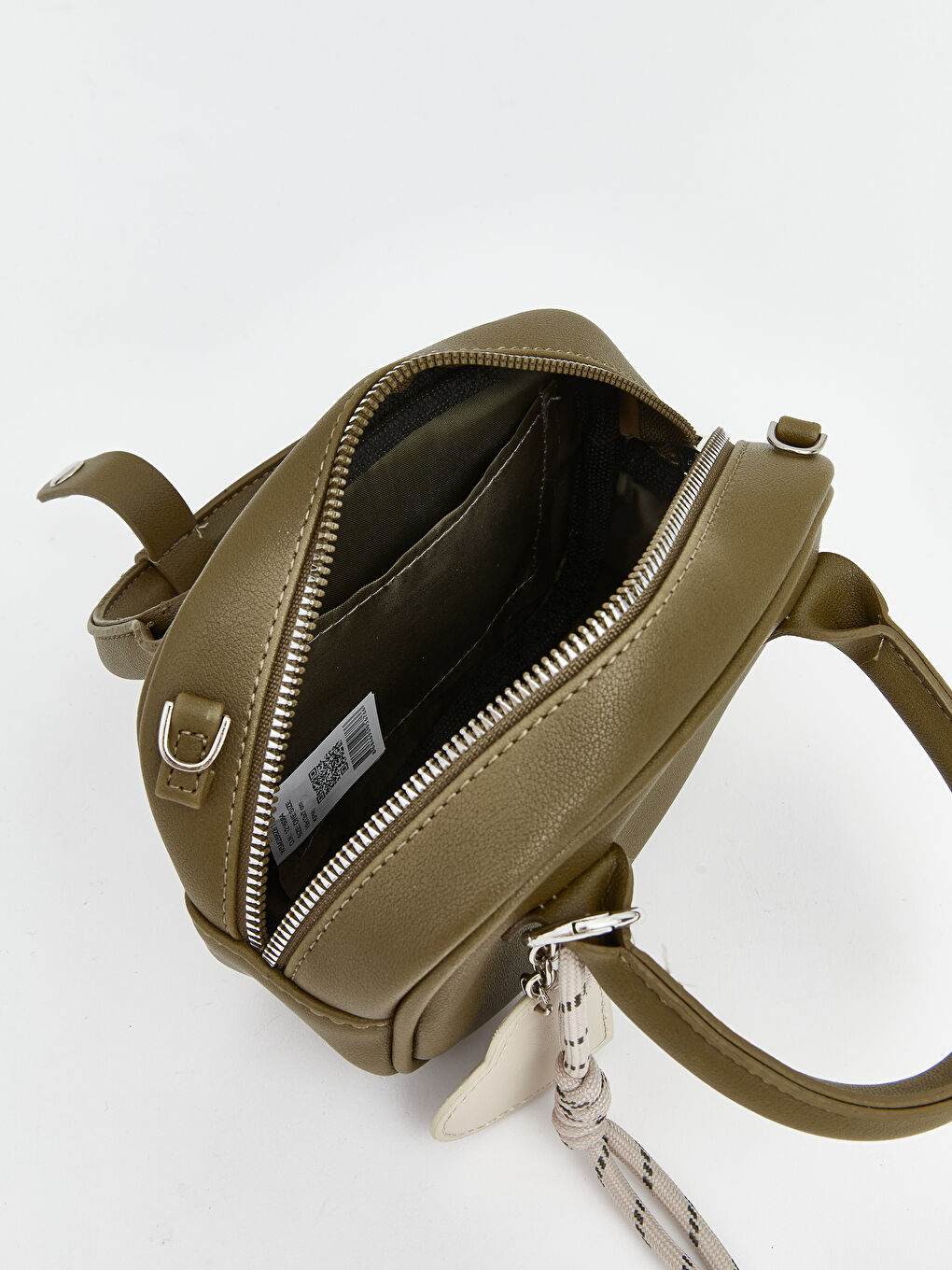 Haki Deri Görünümlü Kadın El Çantası-3