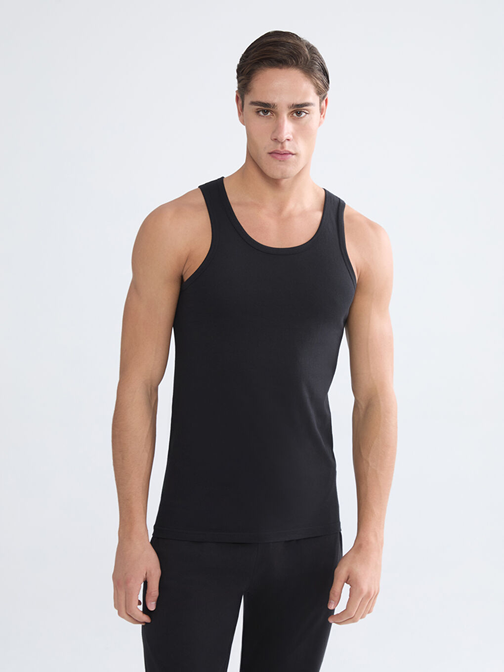 Beyaz U Yaka Penye Erkek Atlet 5'li-3