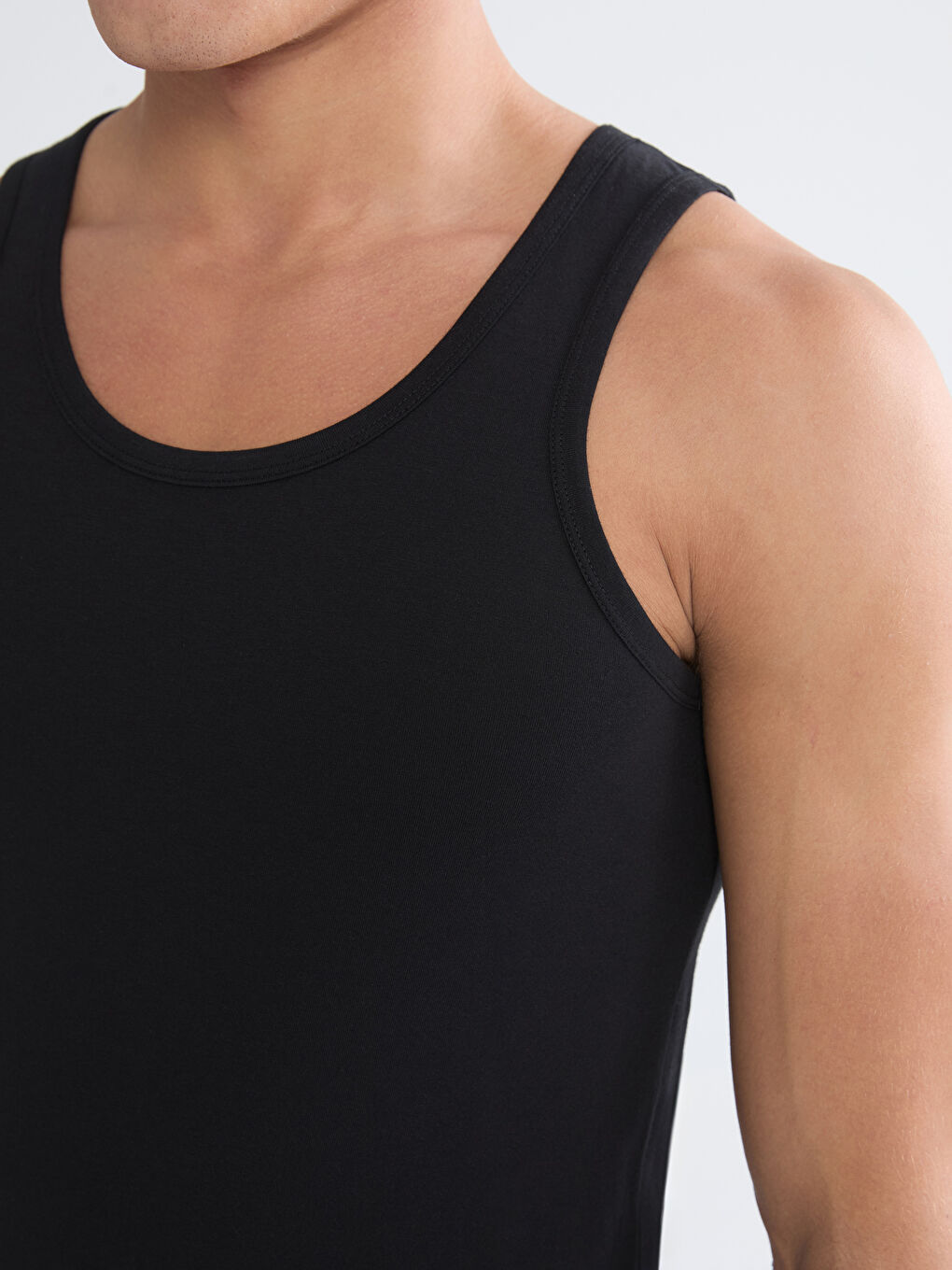 Beyaz U Yaka Penye Erkek Atlet 5'li-6