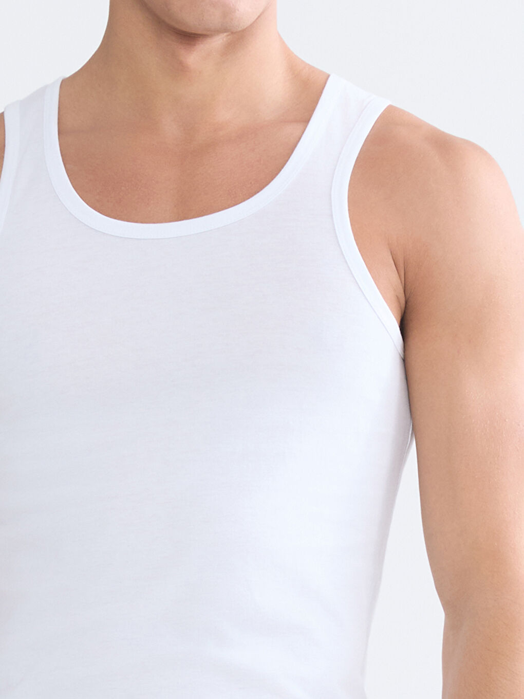 Beyaz U Yaka Penye Erkek Atlet 5'li-7