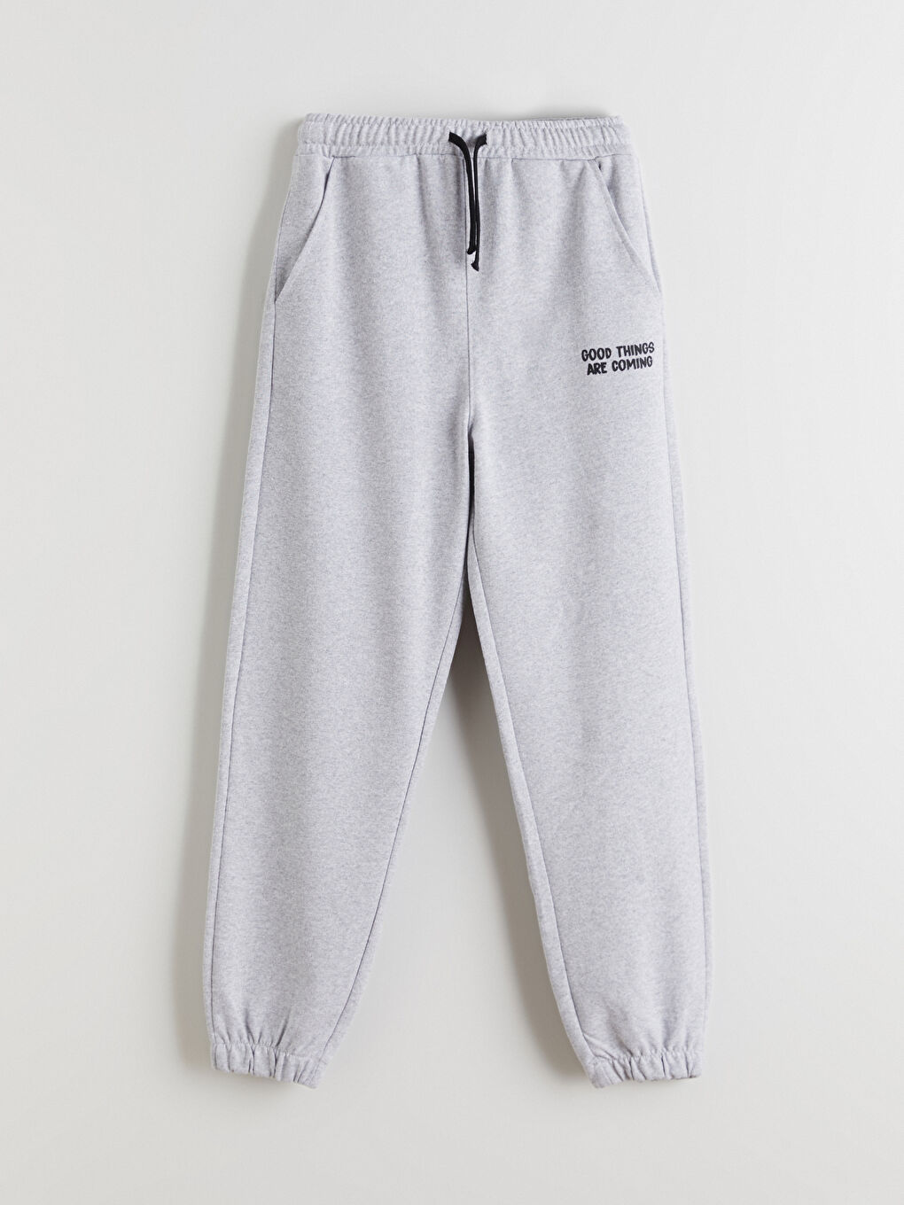 Gri Beli Lastikli Erkek Çocuk Jogger Eşofman Altı-1