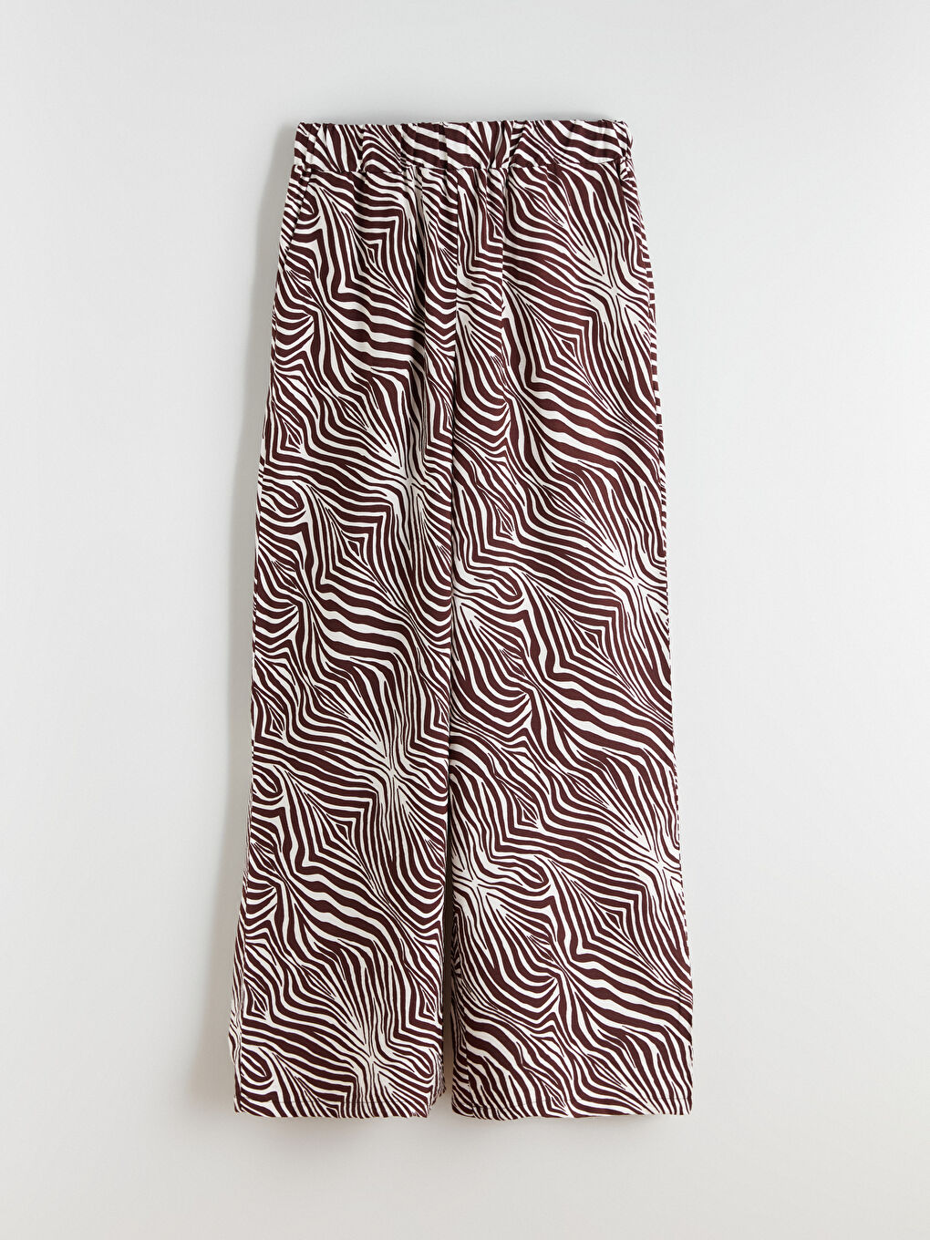 Kahverengi Beli Lastikli Zebra Desenli Kadın Pantolon-4