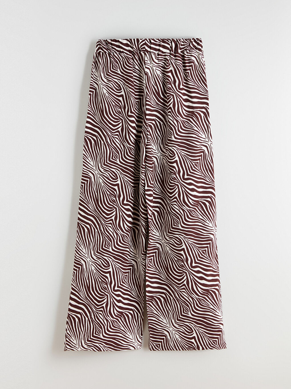 Kahverengi Beli Lastikli Zebra Desenli Kadın Pantolon-5