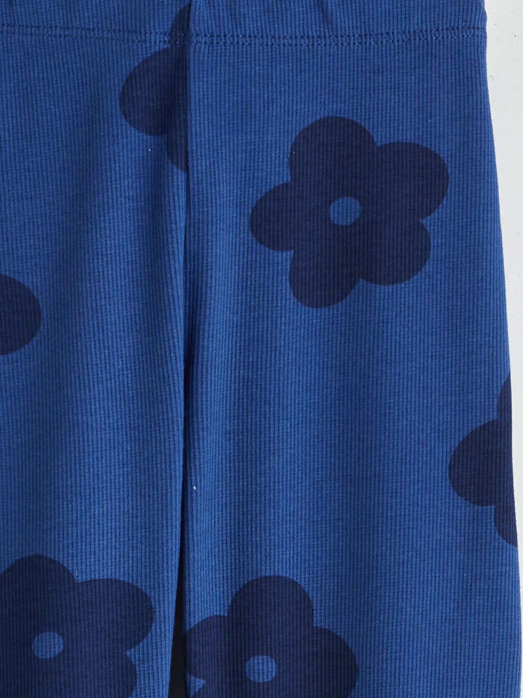 Lacivert Çiçek Desenli Fitilli Kız Çocuk Tayt-2