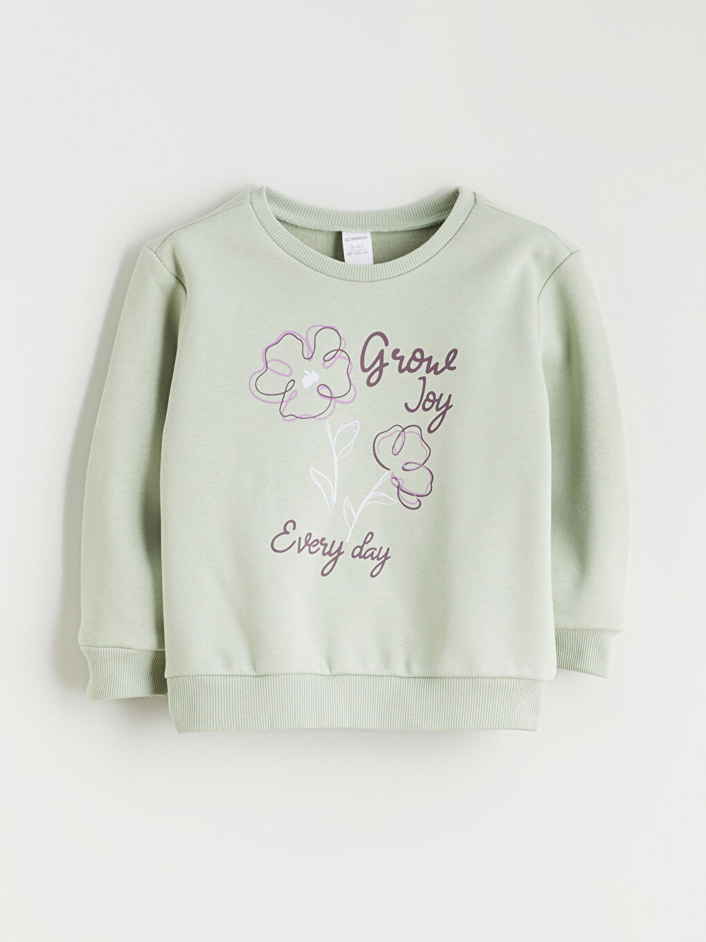 Yeşil Bisiklet Yaka Baskılı Kız Çocuk Kalın Sweatshirt-2