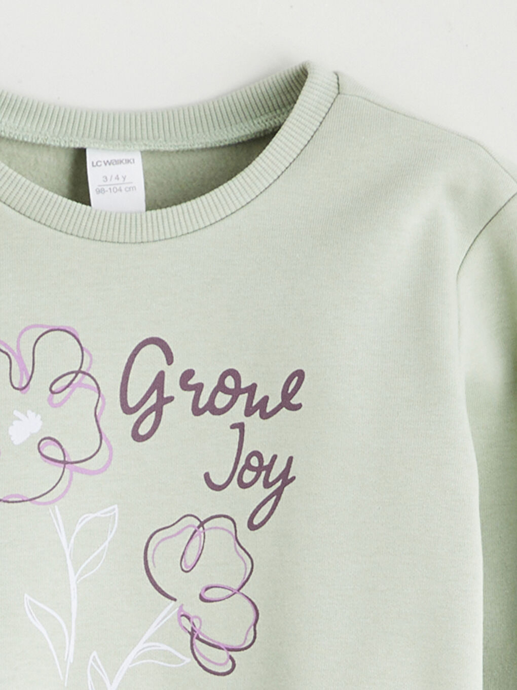 Yeşil Bisiklet Yaka Baskılı Kız Çocuk Kalın Sweatshirt-3