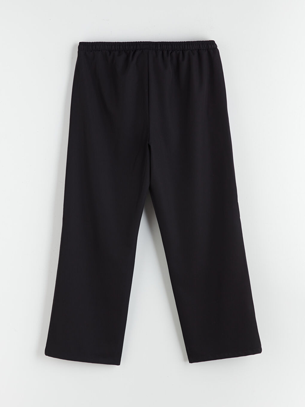 Siyah Büyük Beden Beli Lastikli Geniş Paça Kadın Pantolon-5