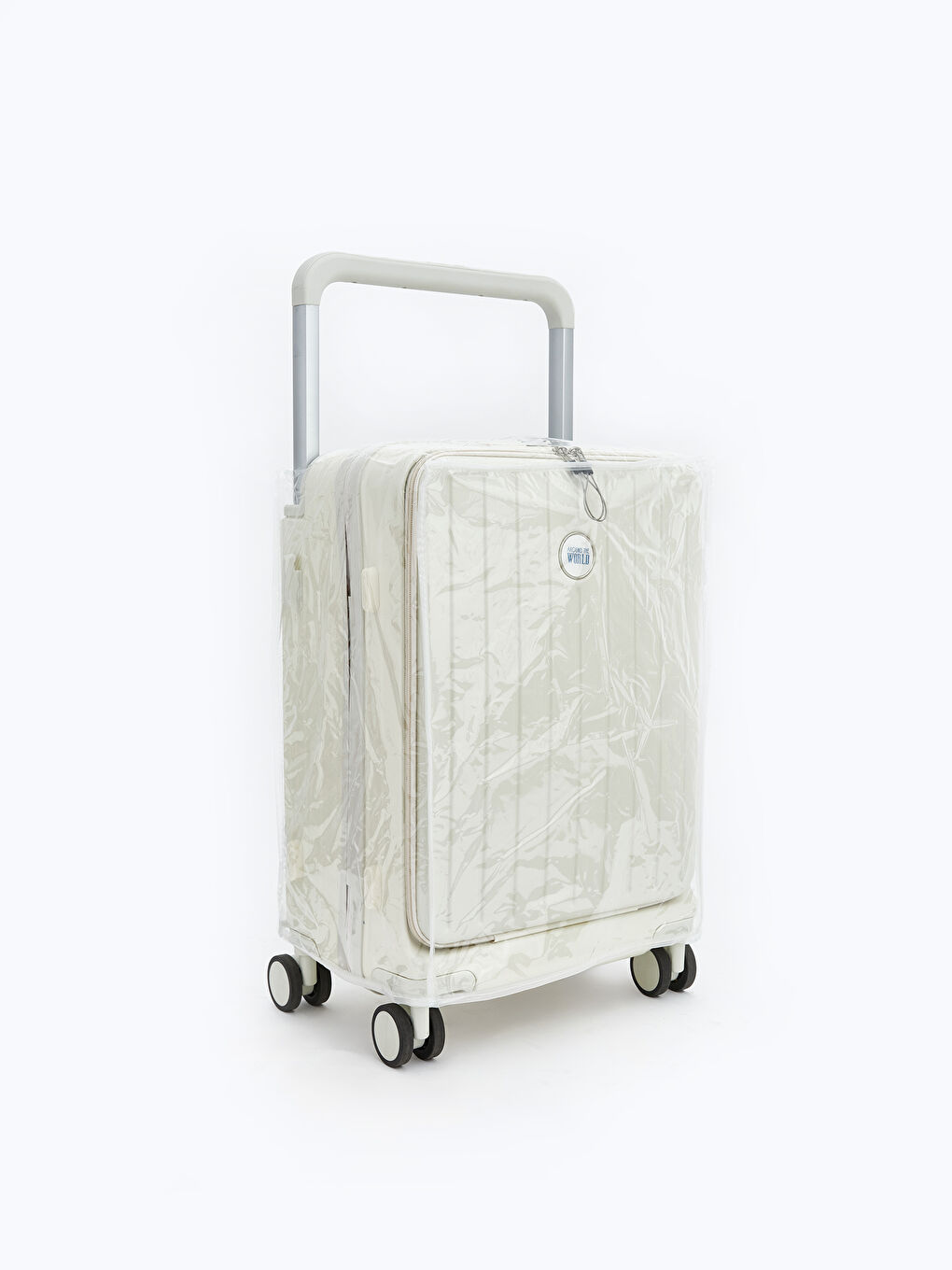 Ekru Kilit Detaylı Küçük Boy Valiz-1