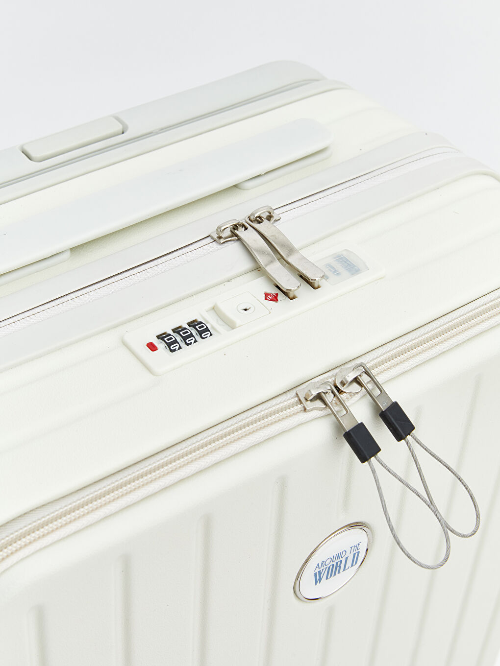 Ekru Kilit Detaylı Küçük Boy Valiz-4