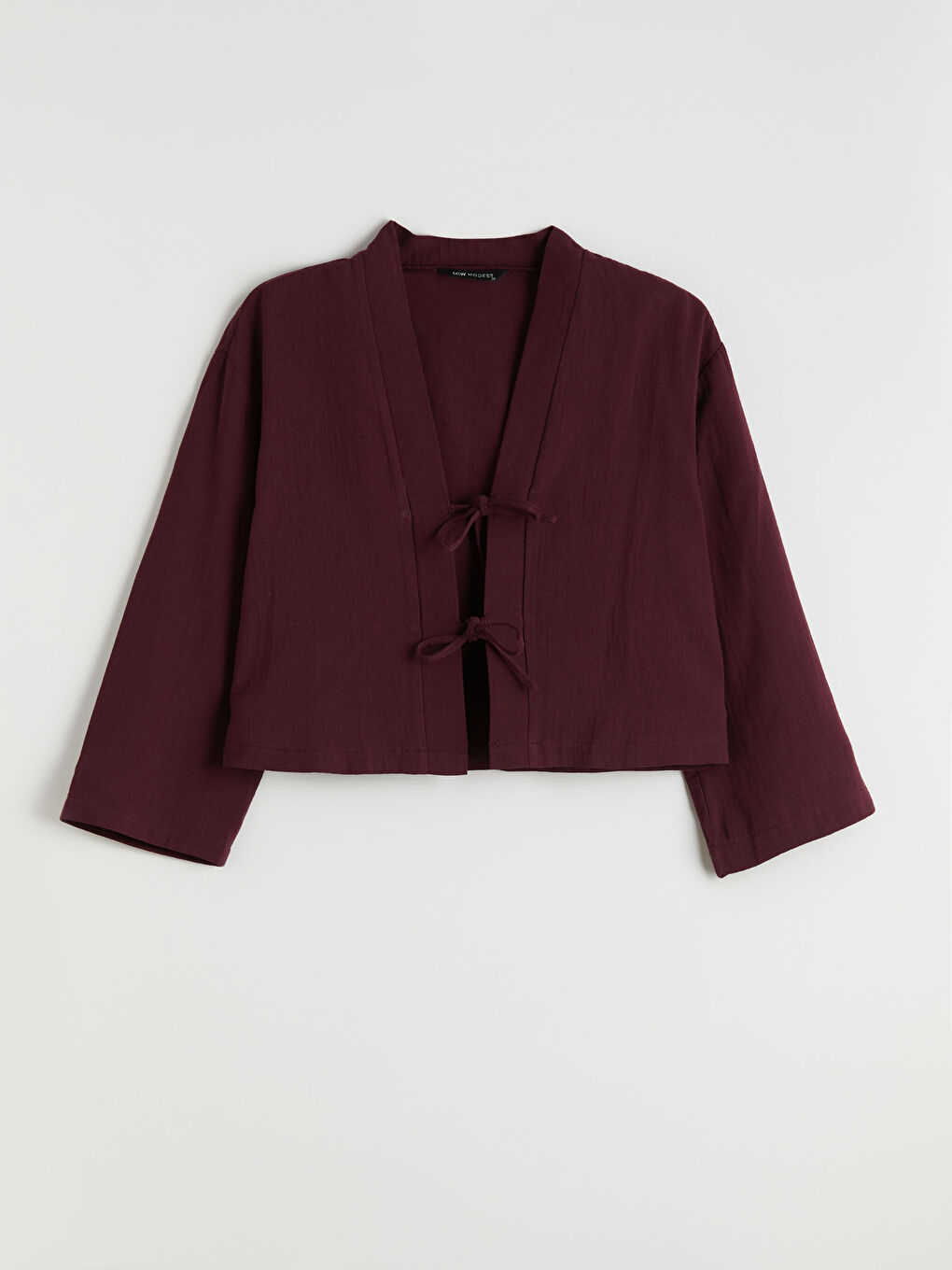 Mürdüm V Yaka Oversize Müslin Kadın Kimono-4