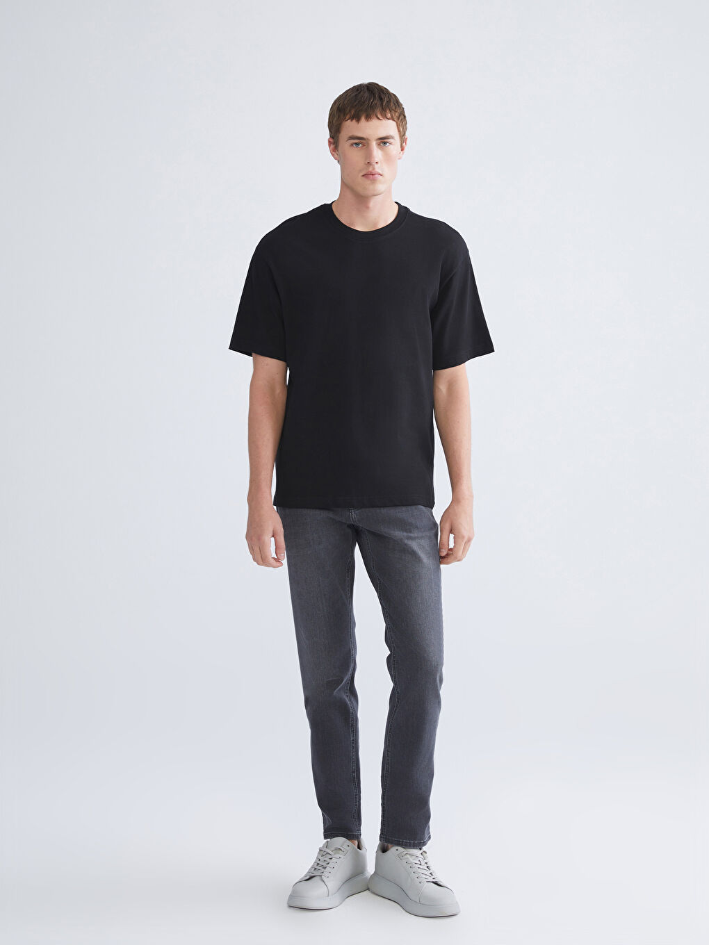 Siyah Bisiklet Yaka Kısa Kollu Erkek Tişört 3'lü Paket-1