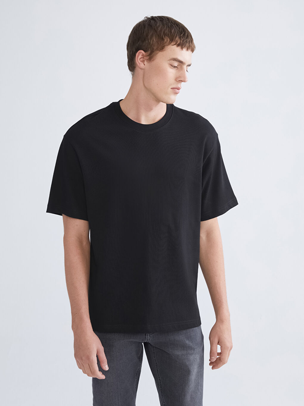 Siyah Bisiklet Yaka Kısa Kollu Erkek Tişört 3'lü Paket-2