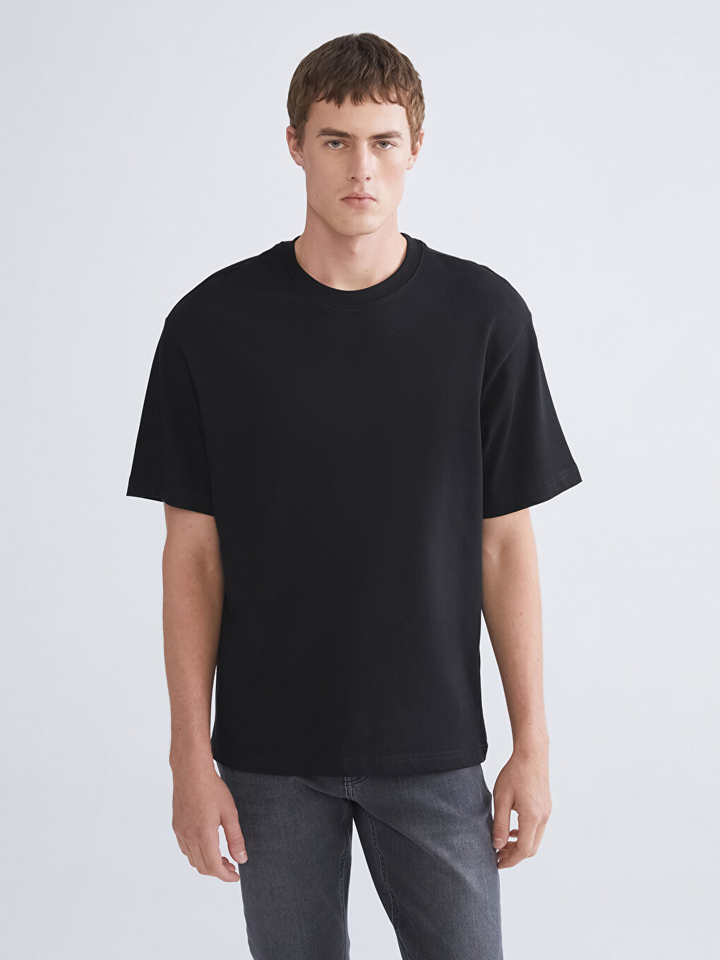 Siyah Bisiklet Yaka Kısa Kollu Erkek Tişört 3'lü Paket-4