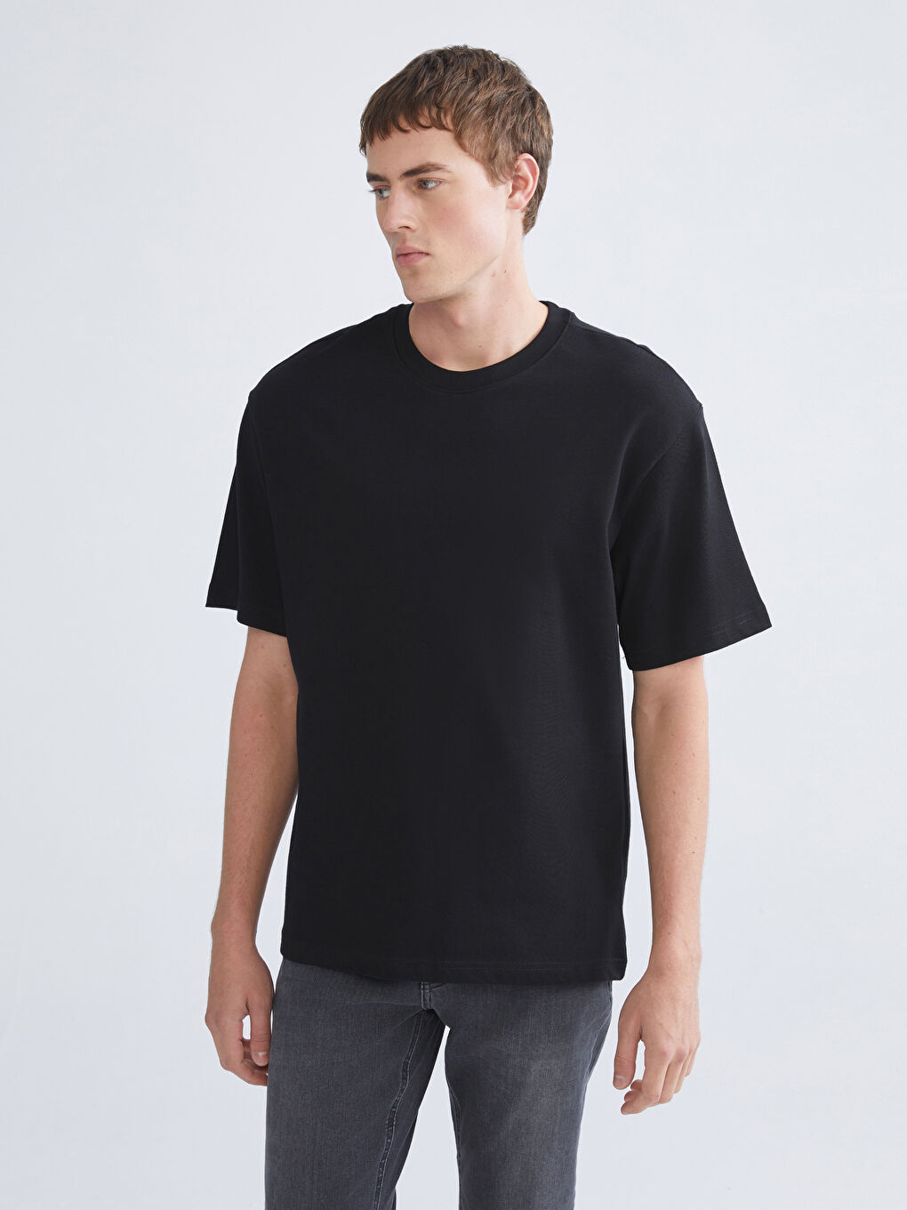 Siyah Bisiklet Yaka Kısa Kollu Erkek Tişört 3'lü Paket-6