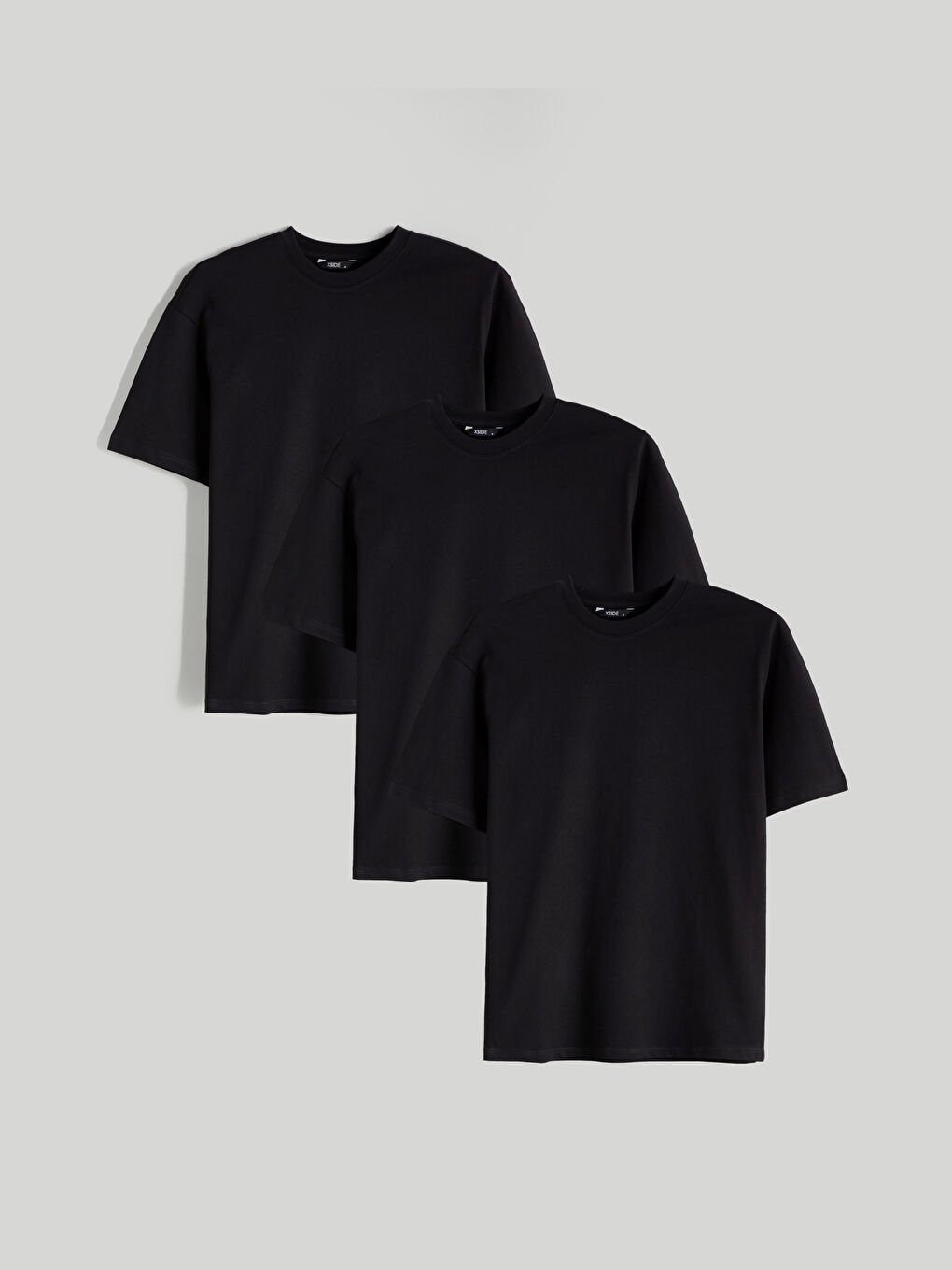Siyah Bisiklet Yaka Kısa Kollu Erkek Tişört 3'lü Paket-8
