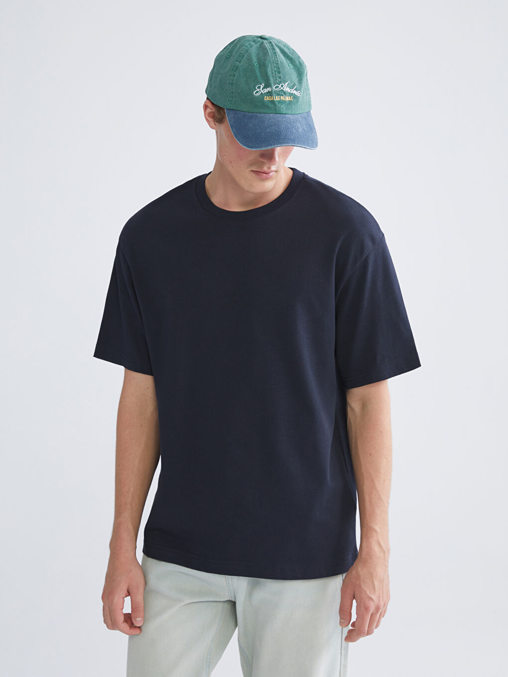 Lacivert Bisiklet Yaka Kısa Kollu Erkek Tişört 3'lü-1