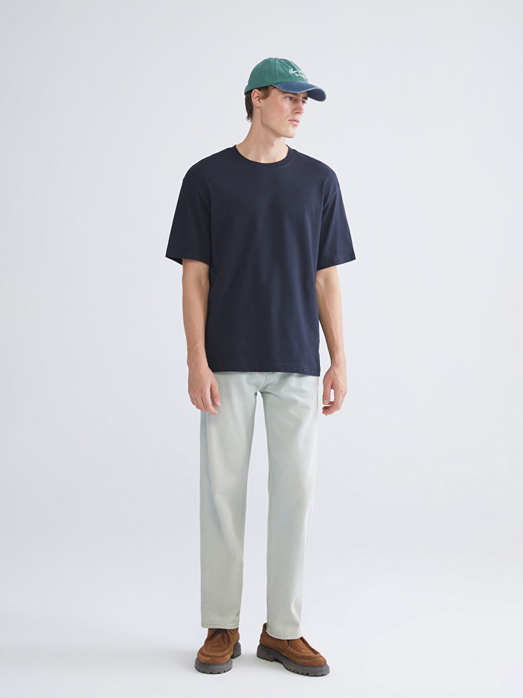 Lacivert Bisiklet Yaka Kısa Kollu Erkek Tişört 3'lü-4