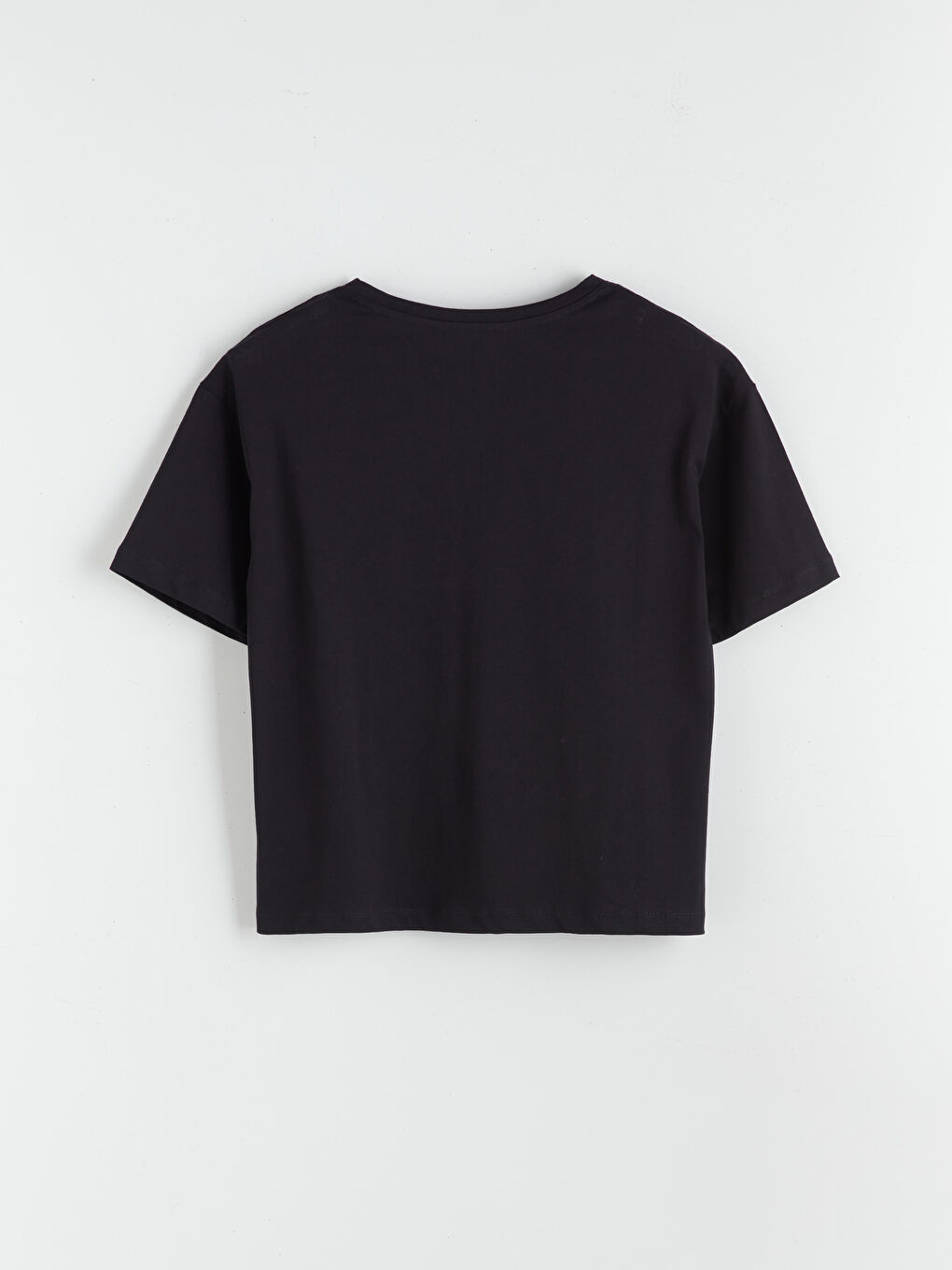 Siyah Bisiklet Yaka Baskılı Kadın Şortlu Pijama Takımı-7