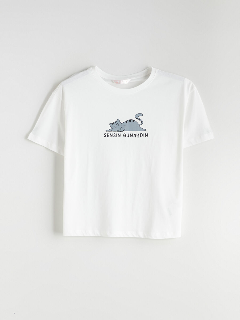 Ekru Bisiklet Yaka Baskılı Kadın Şortlu Pijama Takımı-5