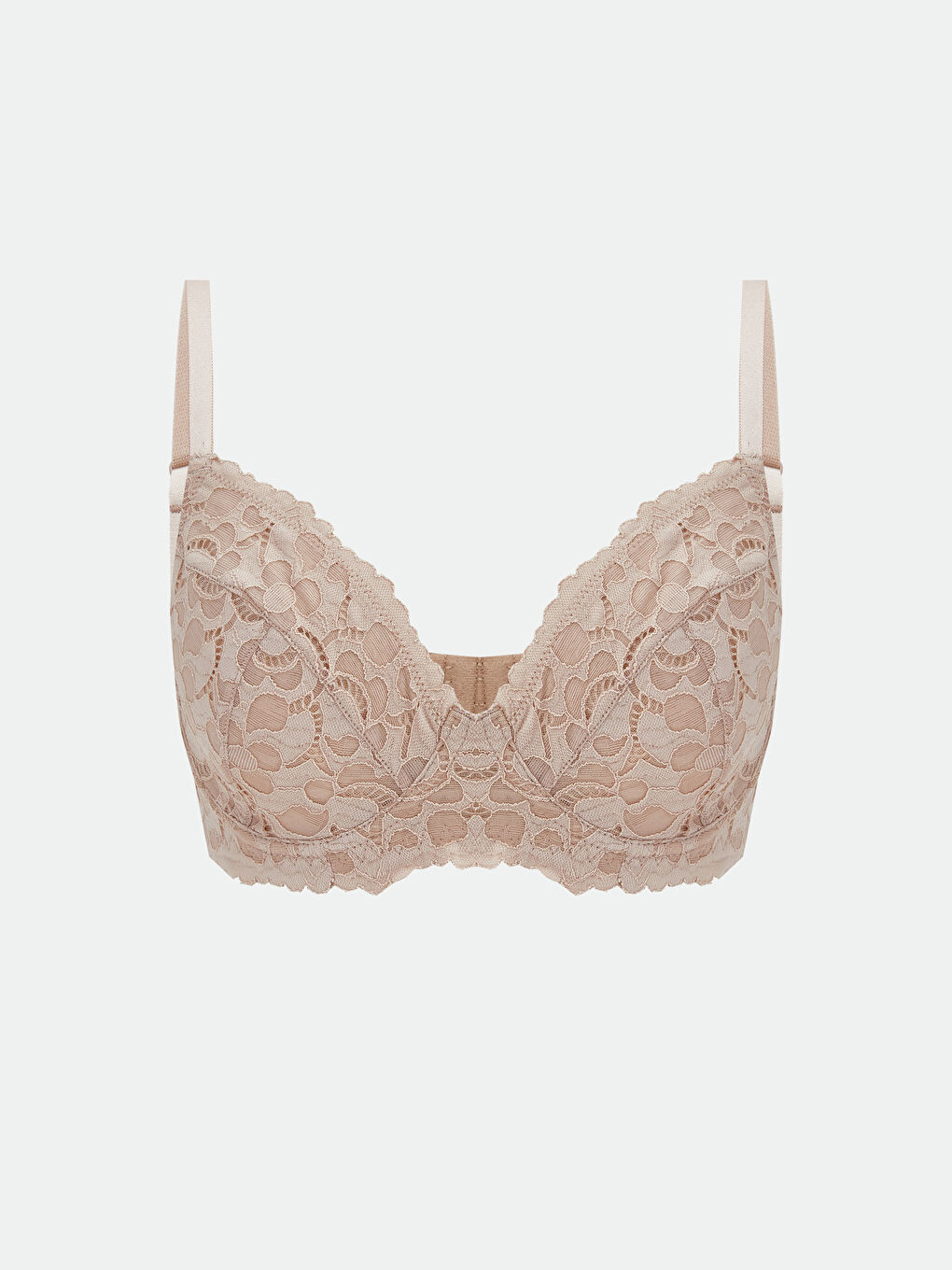 Pembe Balenli Dolgusuz Dantelli Tişört Sütyen