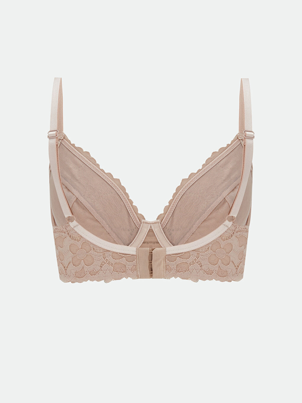 Pembe Balenli Dolgusuz Dantelli Tişört Sütyen-1