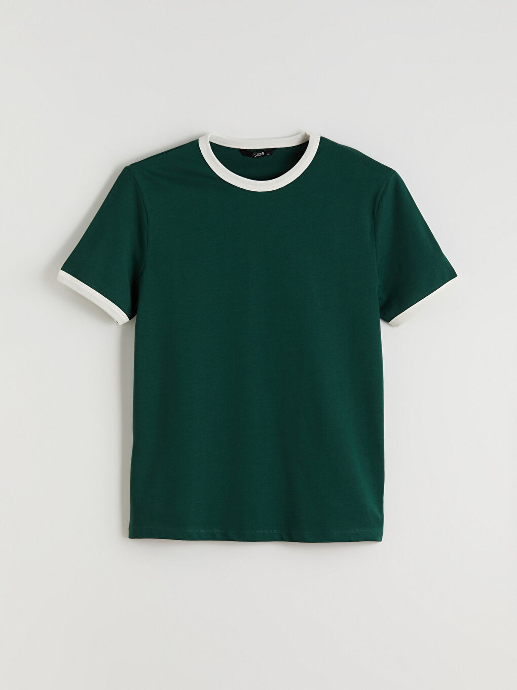 Yeşil Kontrast Detaylı Erkek Penye Tişört-4