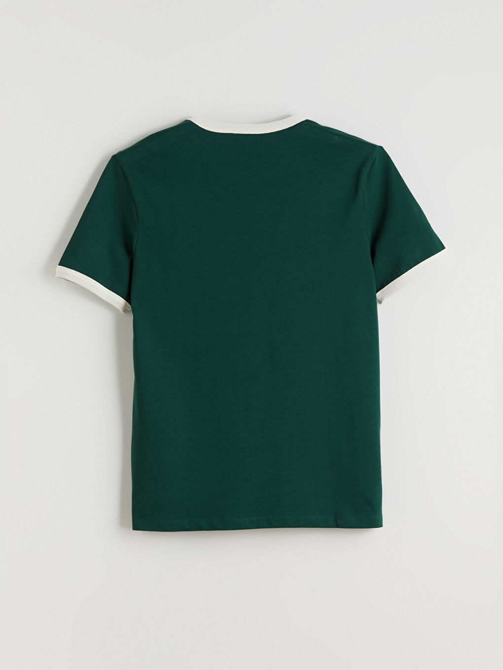 Yeşil Kontrast Detaylı Erkek Penye Tişört-5