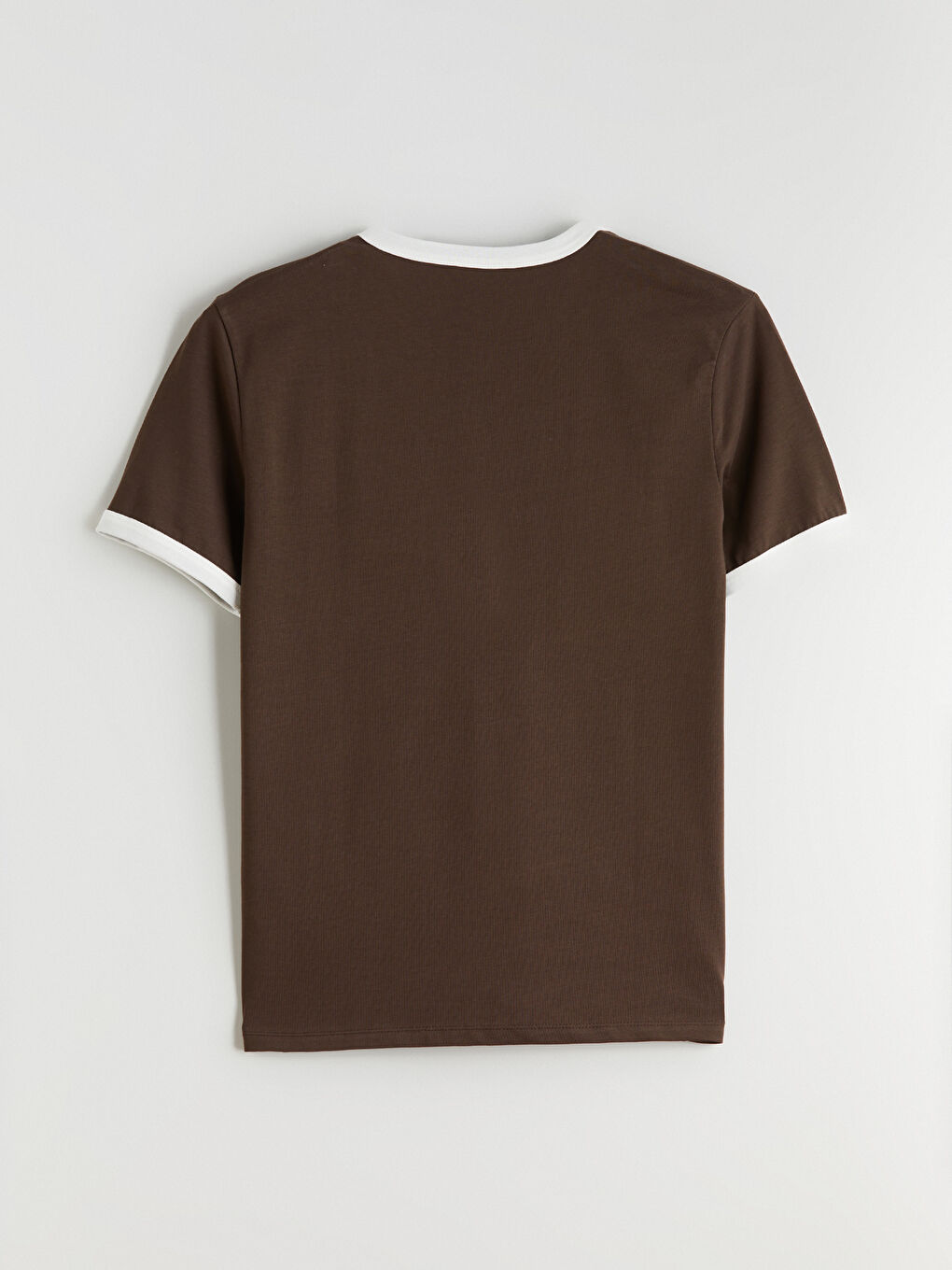 Kahverengi Kontrast Detaylı Erkek Penye Tişört-5