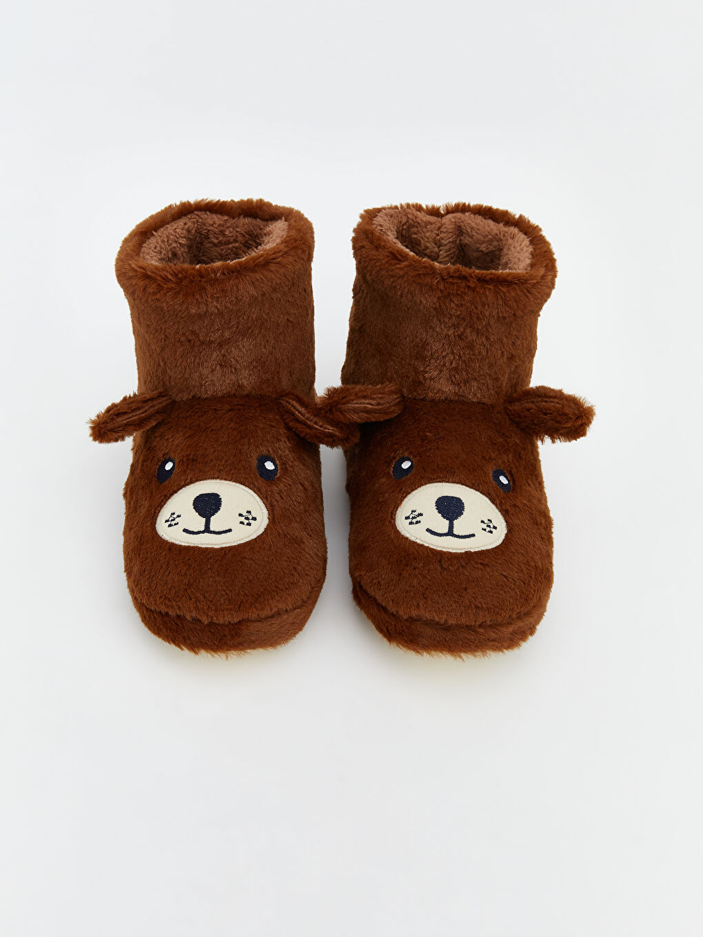 Kahverengi Hayvan Figürlü Erkek Çocuk Pelüş Panduf-2