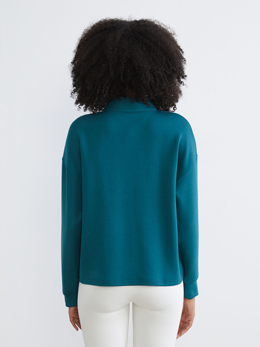 Petrol Dik Yaka Kadın Sweatshirt-3