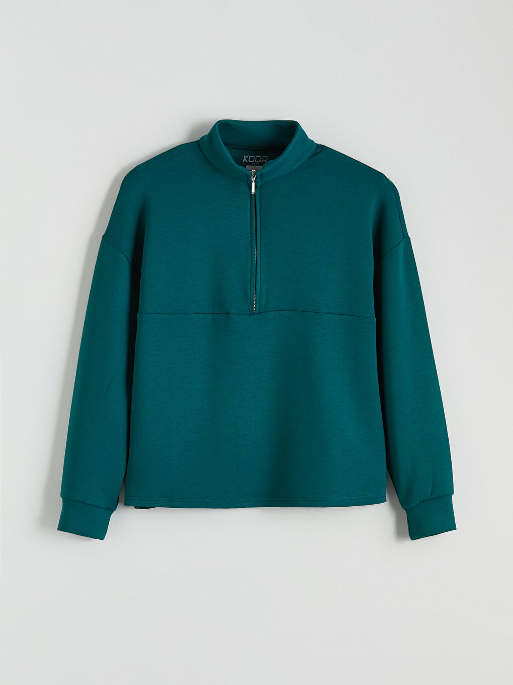 Petrol Dik Yaka Kadın Sweatshirt-4