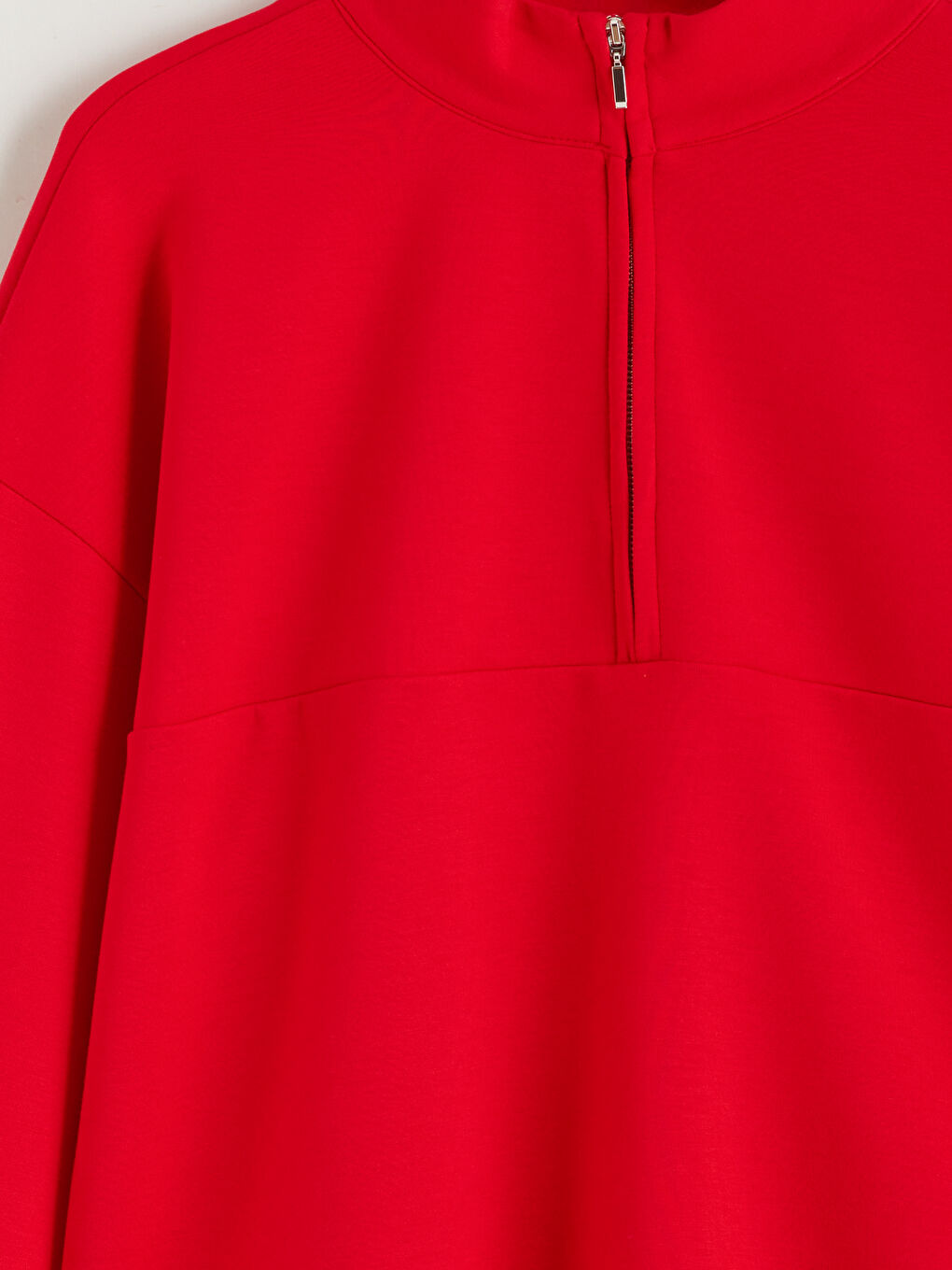 Kırmızı Dik Yaka Kadın Sweatshirt-5