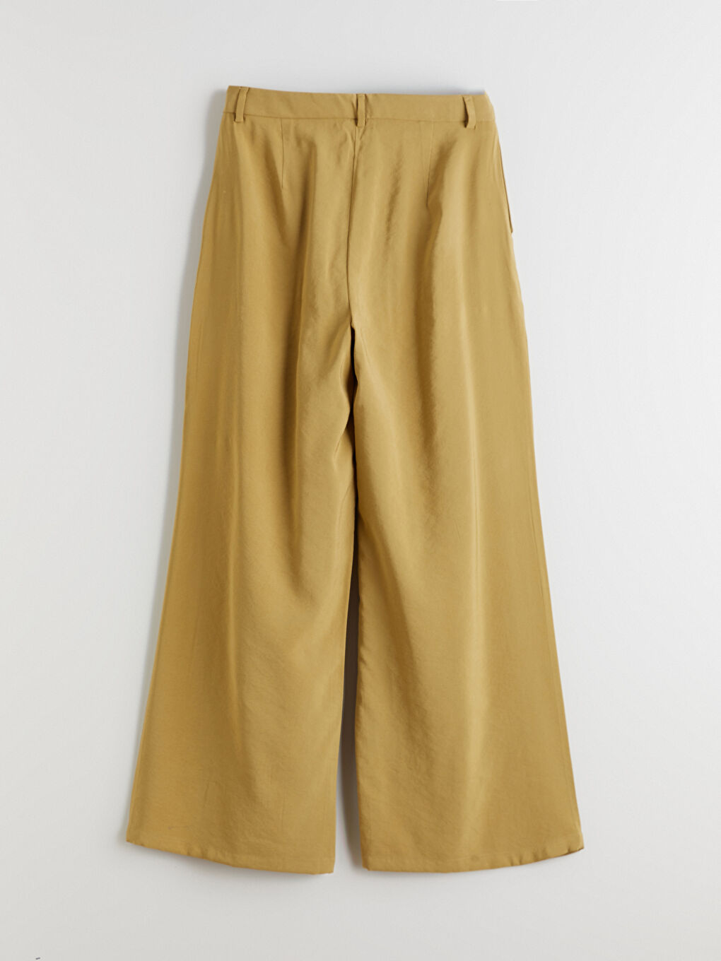 Haki Loose Fit Geniş Paça Kadın Pileli Pantolon-5