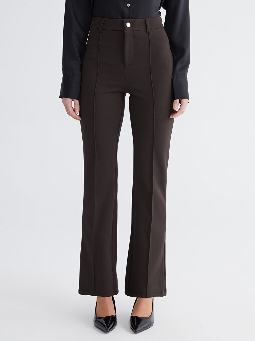 Slim Fit Flared Women's Trousers-1