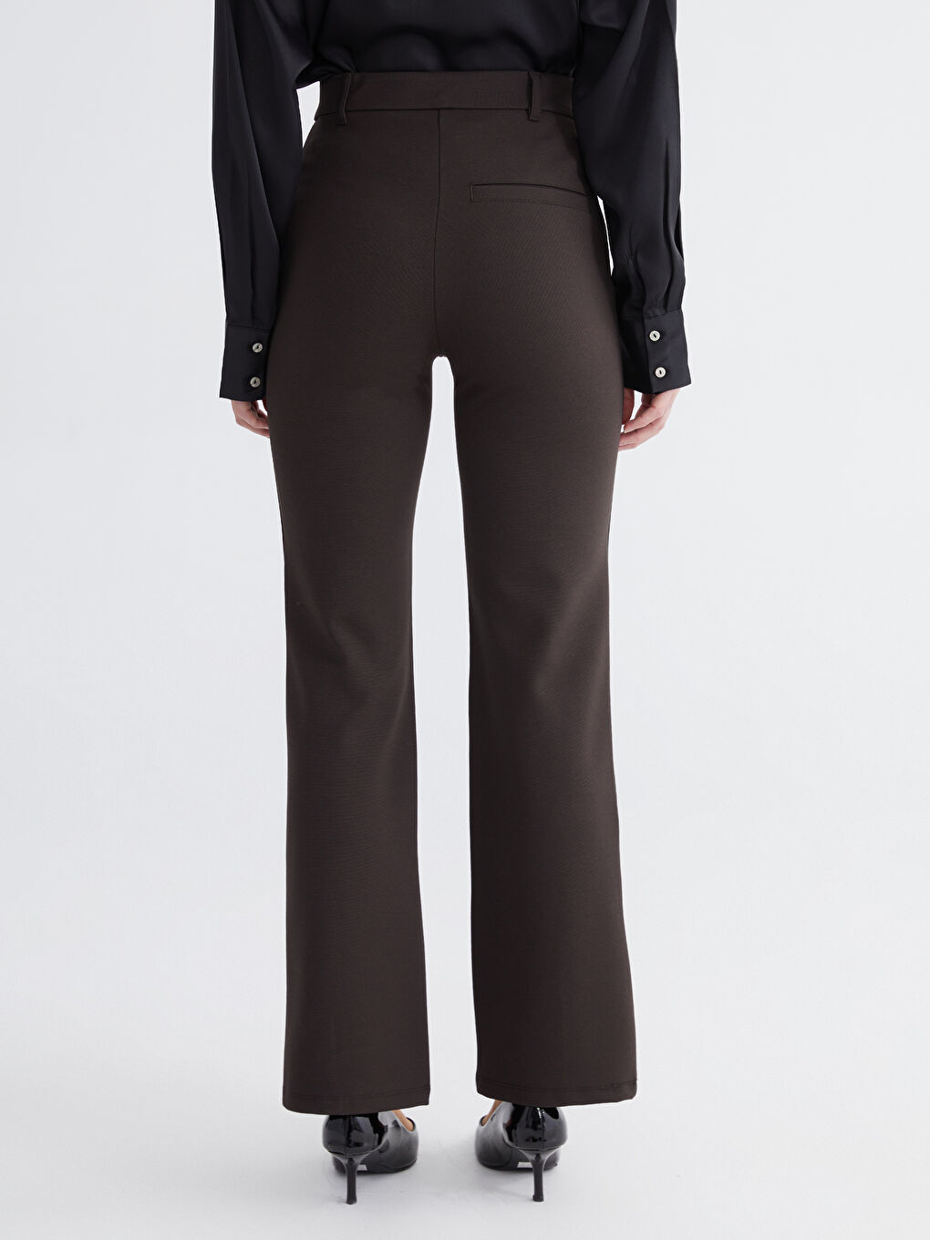 Slim Fit Flared Women's Trousers-3