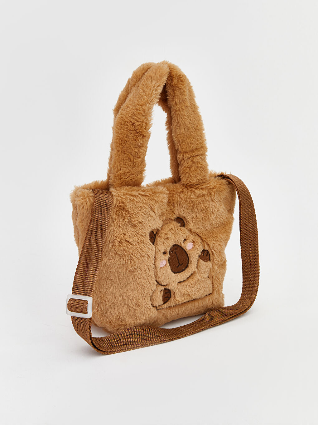 Kahverengi Hayvan Nakışlı Kız Çocuk Omuz Çantası-1