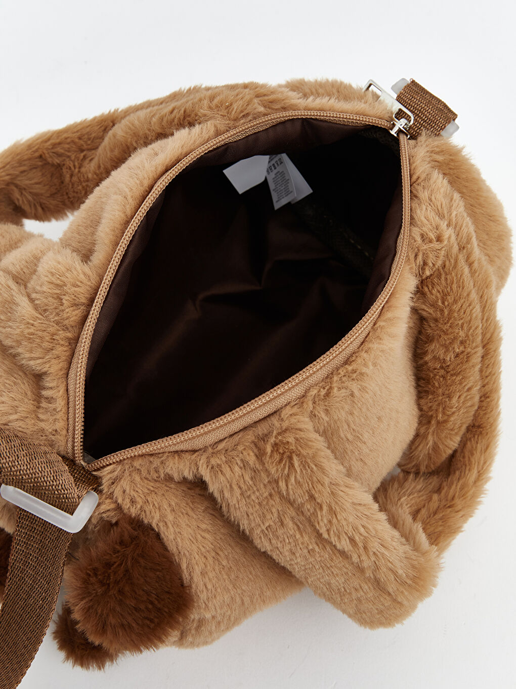Kahverengi Hayvan Figürlü Kız Çocuk Pelüş Omuz Çantası-3