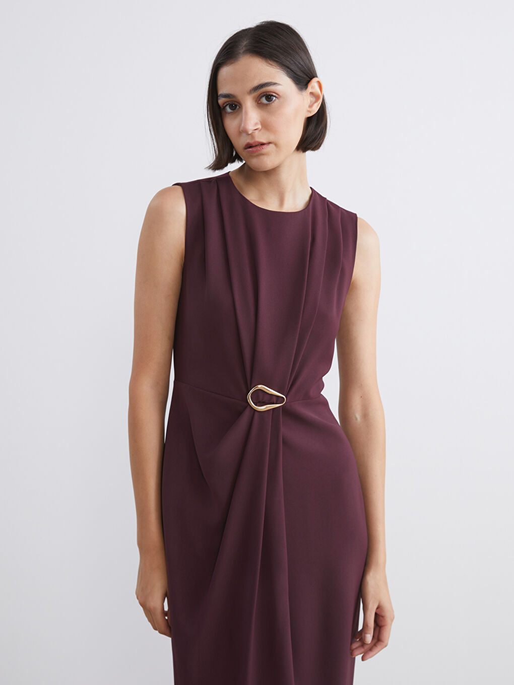 Ruched Fitted Waist Dress-2