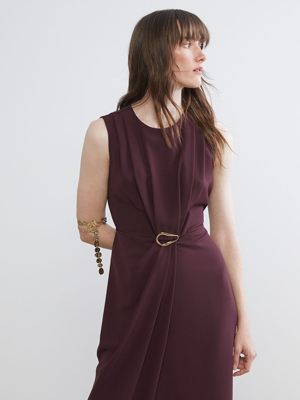 Ruched Fitted Waist Dress-1