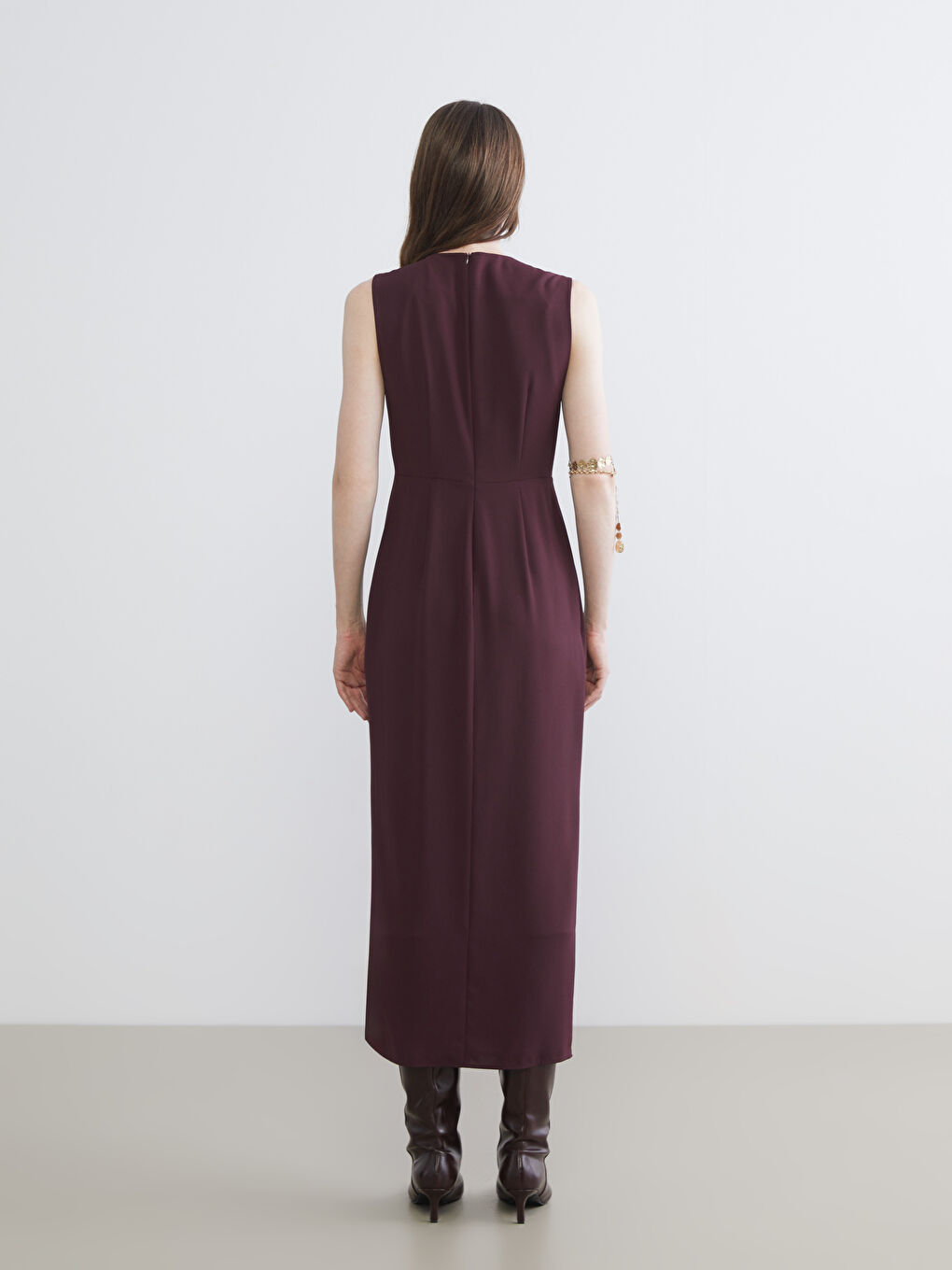 Ruched Fitted Waist Dress-7