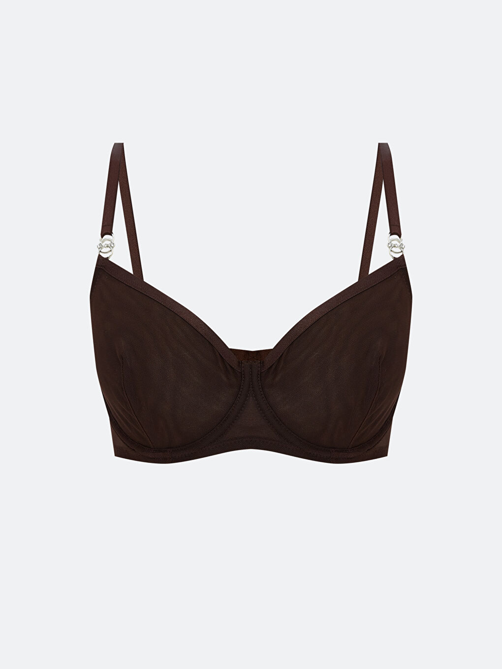 Kahverengi Balenli Dolgusuz Fantezi Tişört Sütyen-1