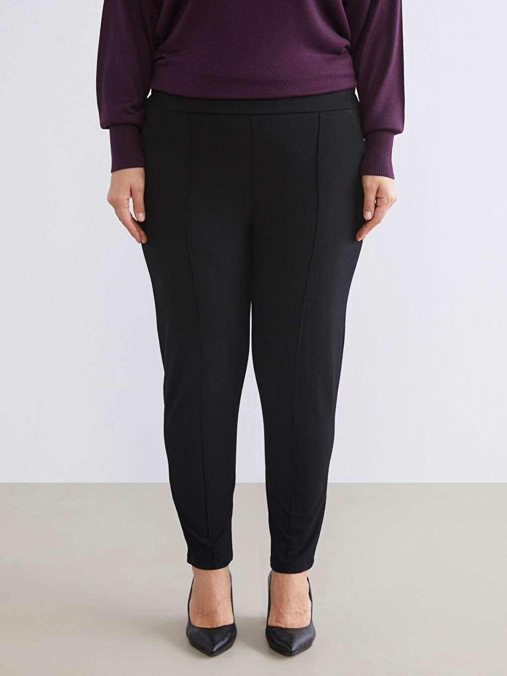 Siyah Beli Lastikli Kadın Pantolon-1