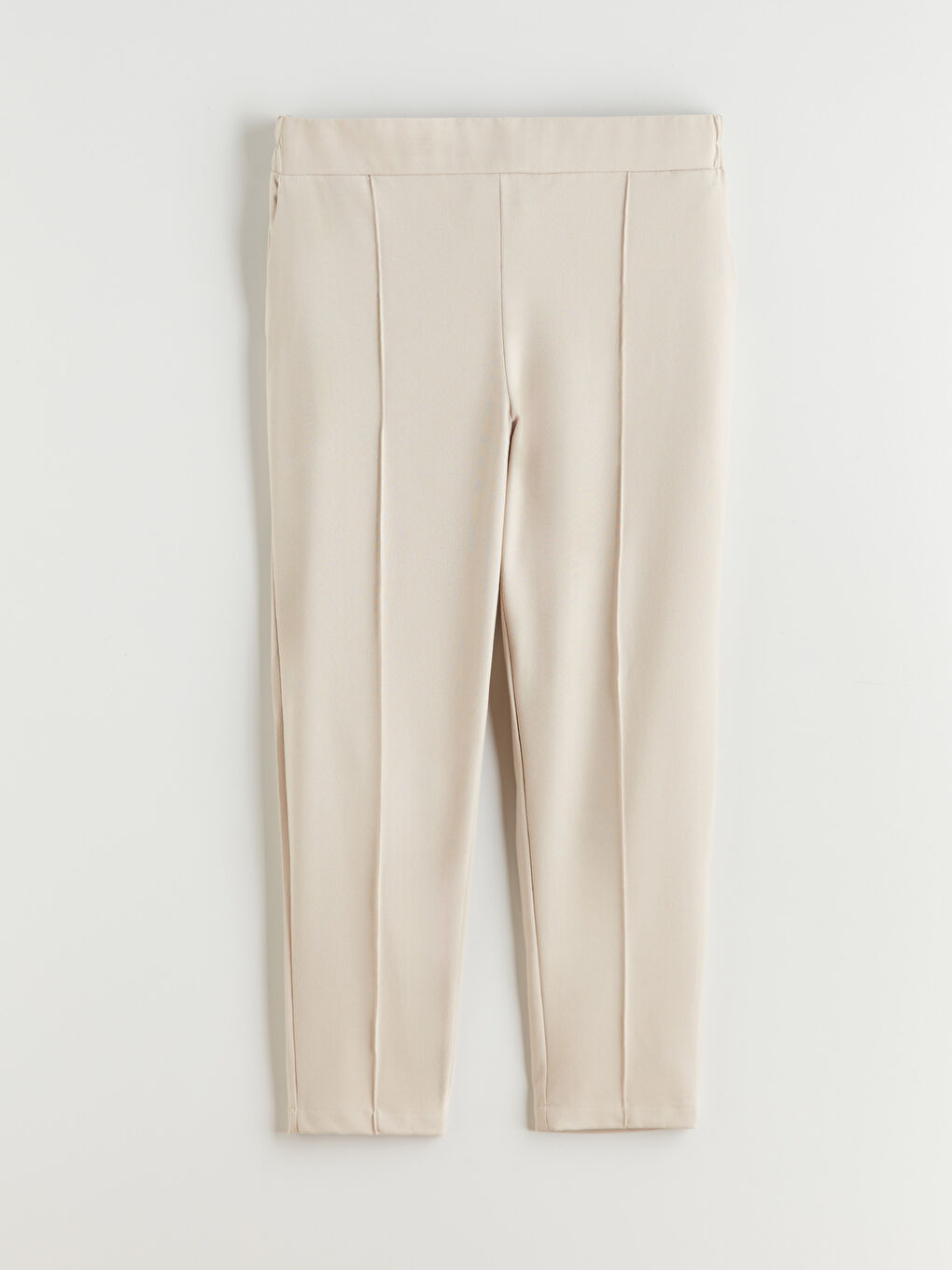 Bej Beli Lastikli Kadın Pantolon-2