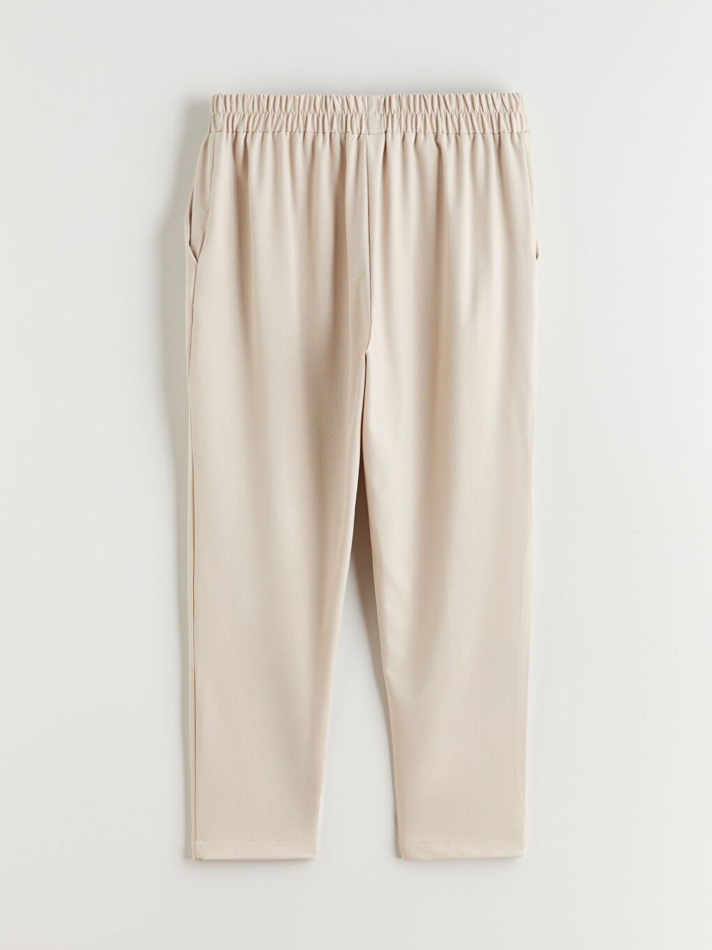 Bej Beli Lastikli Kadın Pantolon-3