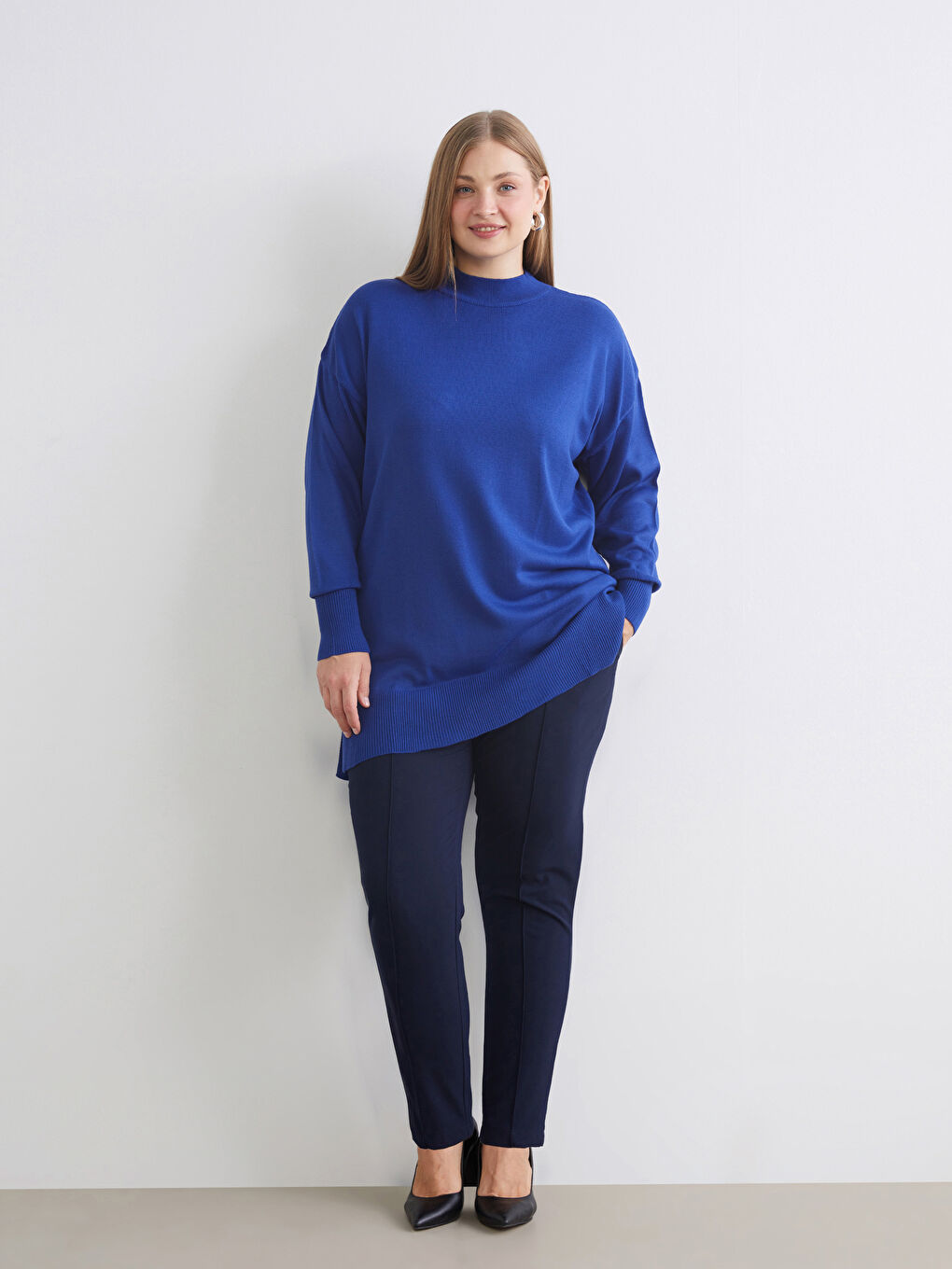 Lacivert Beli Lastikli Kadın Pantolon