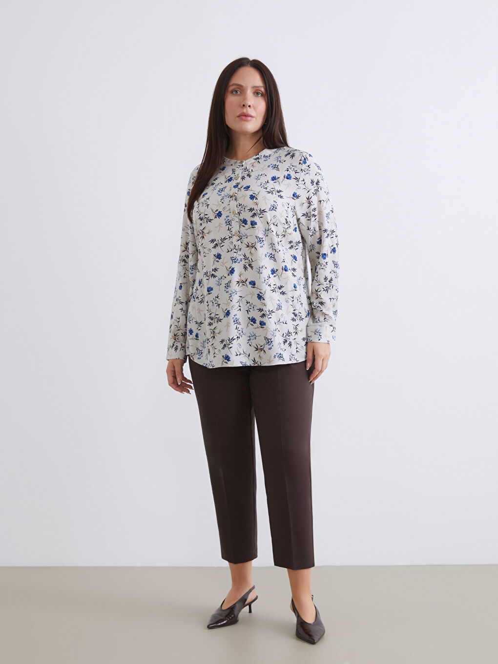 Kahverengi Standart Fit Cigarette Kadın Pantolon