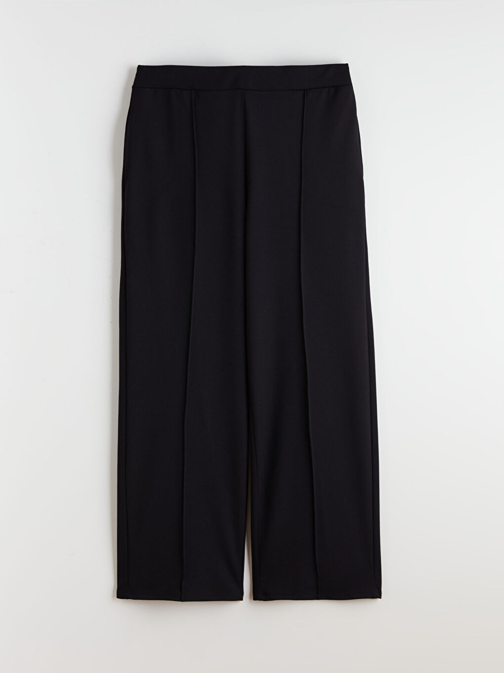 Siyah Standart Fit Geniş Paça Kadın Pantolon-2