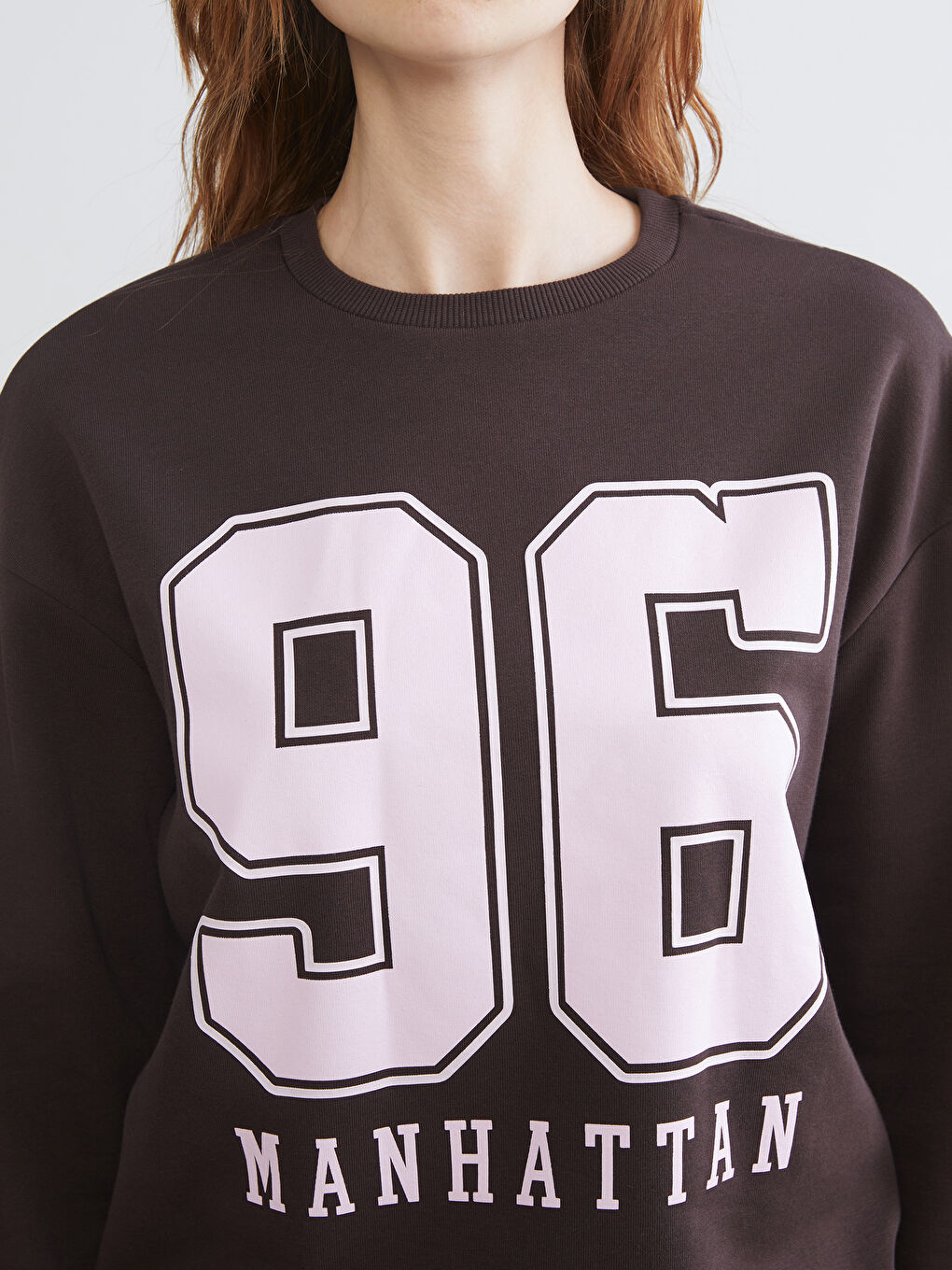 Crew Neck Printed Oversize Women's Sweatshirt-2